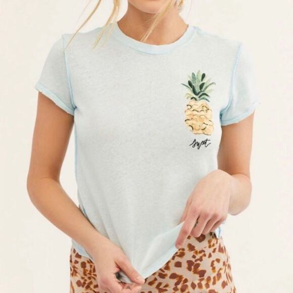 We the free free people fruit medley sky blue pineapple tee - Picture 1 of 6